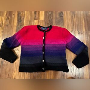 Vintage Karen Scott Boiled Wool Y2K Cropped Sweater Jacket sz. M